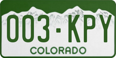 CO license plate 003KPY