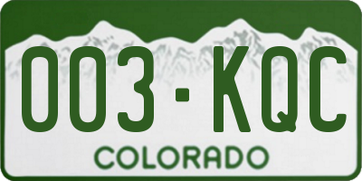 CO license plate 003KQC