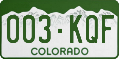 CO license plate 003KQF