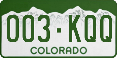 CO license plate 003KQQ