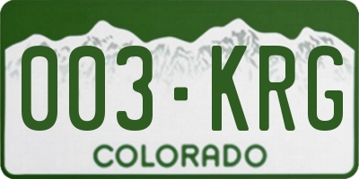 CO license plate 003KRG