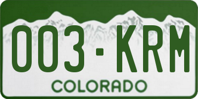 CO license plate 003KRM