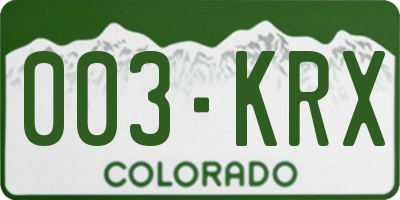 CO license plate 003KRX