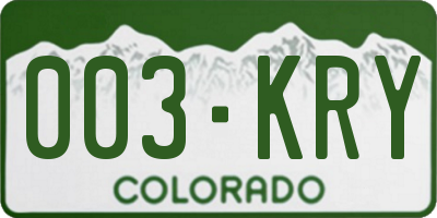 CO license plate 003KRY