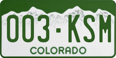 CO license plate 003KSM