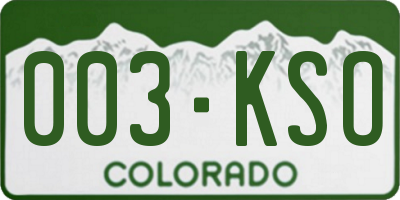 CO license plate 003KSO