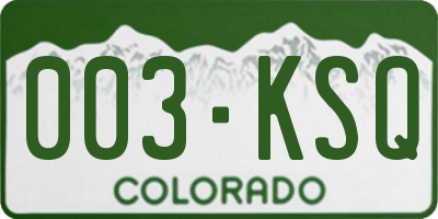 CO license plate 003KSQ