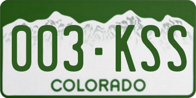 CO license plate 003KSS