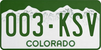 CO license plate 003KSV