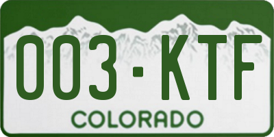 CO license plate 003KTF
