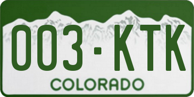 CO license plate 003KTK