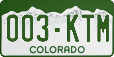CO license plate 003KTM