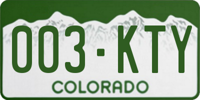 CO license plate 003KTY
