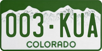 CO license plate 003KUA