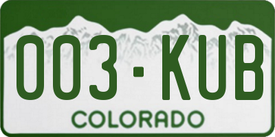 CO license plate 003KUB