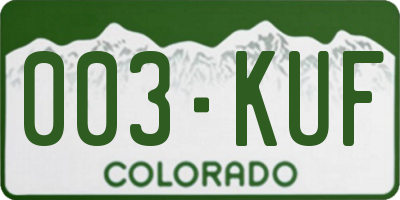 CO license plate 003KUF