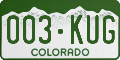 CO license plate 003KUG