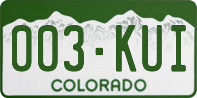 CO license plate 003KUI