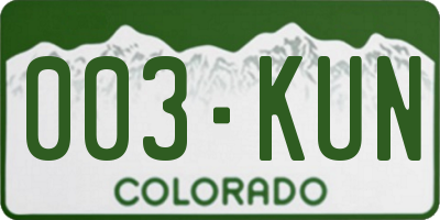 CO license plate 003KUN