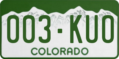 CO license plate 003KUO