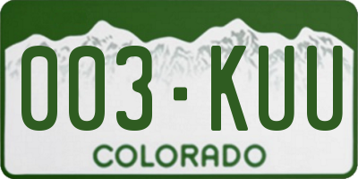 CO license plate 003KUU