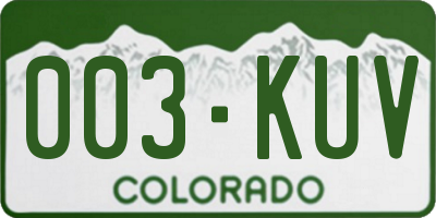 CO license plate 003KUV