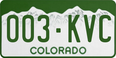 CO license plate 003KVC