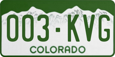 CO license plate 003KVG