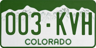 CO license plate 003KVH