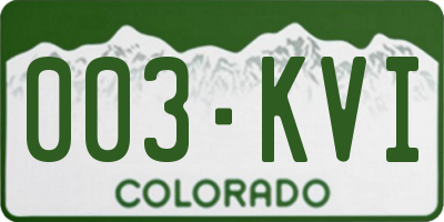 CO license plate 003KVI