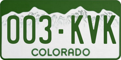 CO license plate 003KVK