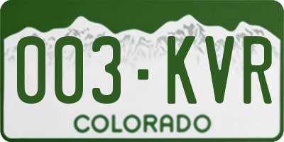 CO license plate 003KVR