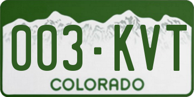 CO license plate 003KVT