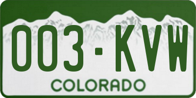 CO license plate 003KVW