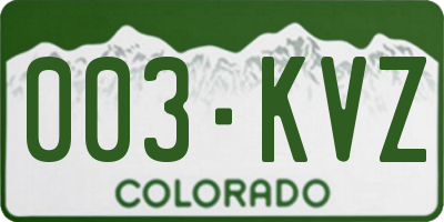 CO license plate 003KVZ