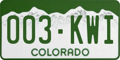 CO license plate 003KWI