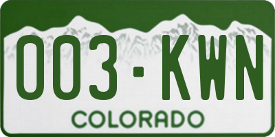 CO license plate 003KWN