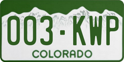 CO license plate 003KWP