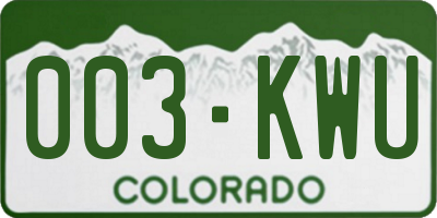 CO license plate 003KWU
