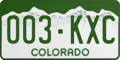 CO license plate 003KXC