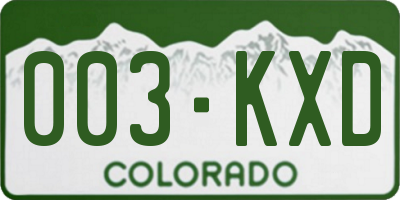 CO license plate 003KXD