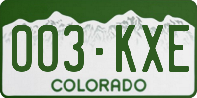 CO license plate 003KXE