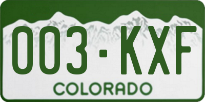 CO license plate 003KXF