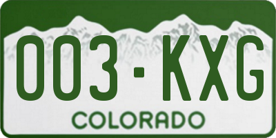 CO license plate 003KXG