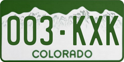 CO license plate 003KXK