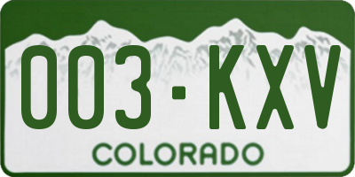 CO license plate 003KXV