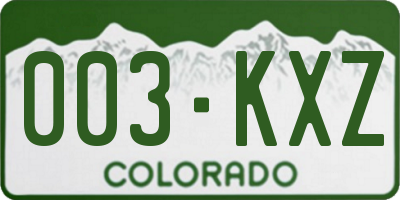 CO license plate 003KXZ
