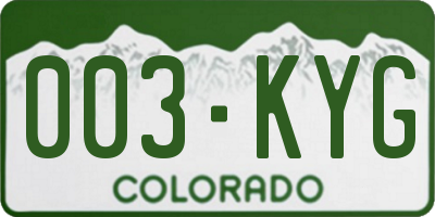 CO license plate 003KYG