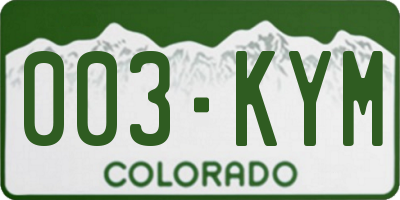 CO license plate 003KYM
