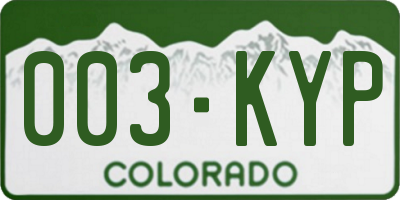 CO license plate 003KYP